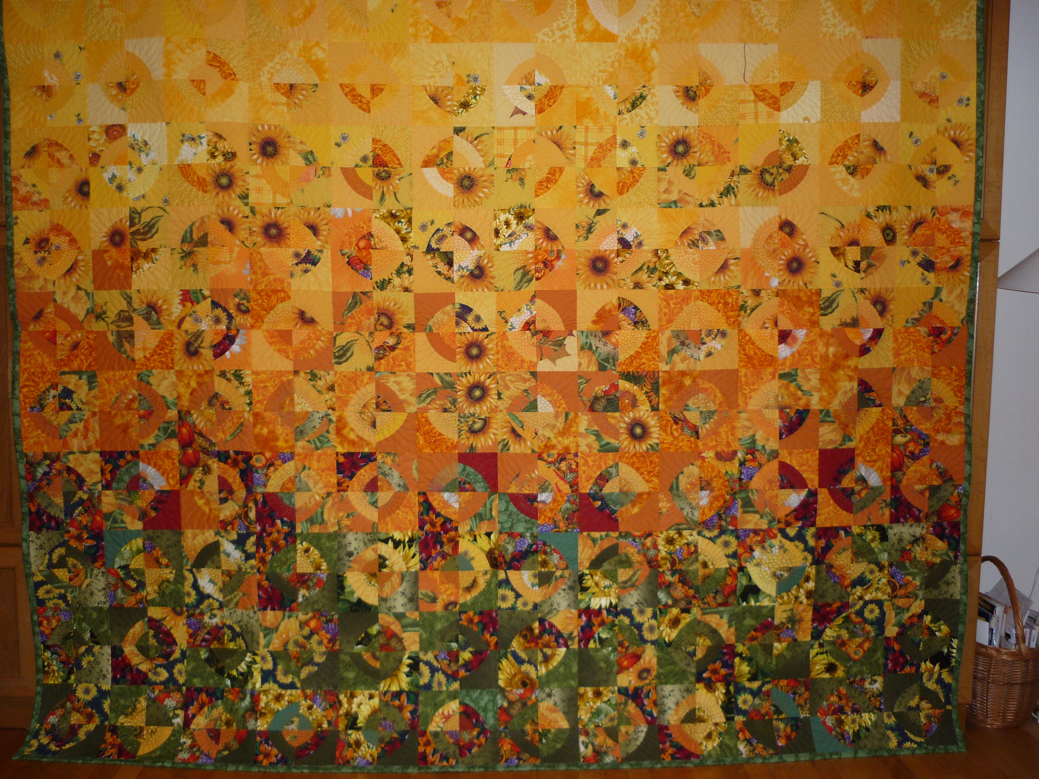 patchworková deka slnečnice (nástenná dekorácia)